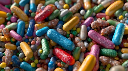 Colorful 3D Representation of Bacteria Model in Vibrant Palette