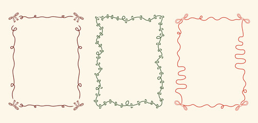 Hand drawn Christmas frames set. Trendy borders for invitations, greeting cards, event flyers, party announcements, and festive posters.
