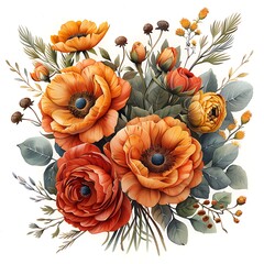 Gorgeous watercolor petals and greenery artwork high resolution picture