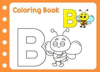 coloring book for kids. cute bee