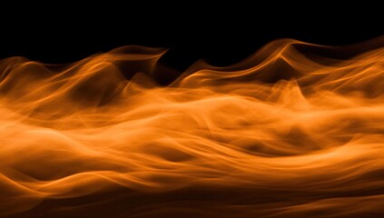 Abstract orange flame-like waves on black