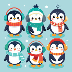 Fototapeta premium set of funny snowmen