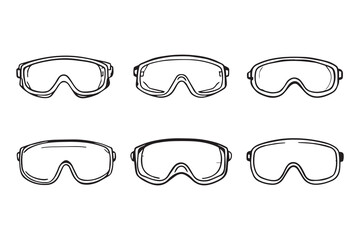 Safety goggles set line art