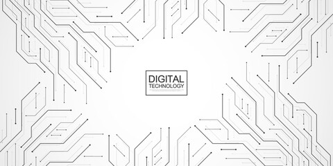 Technology abstract background with circuit board texture. Creative idea AI banner. Internet technology. Tech concept for poster, header, web banner, website, presentation.