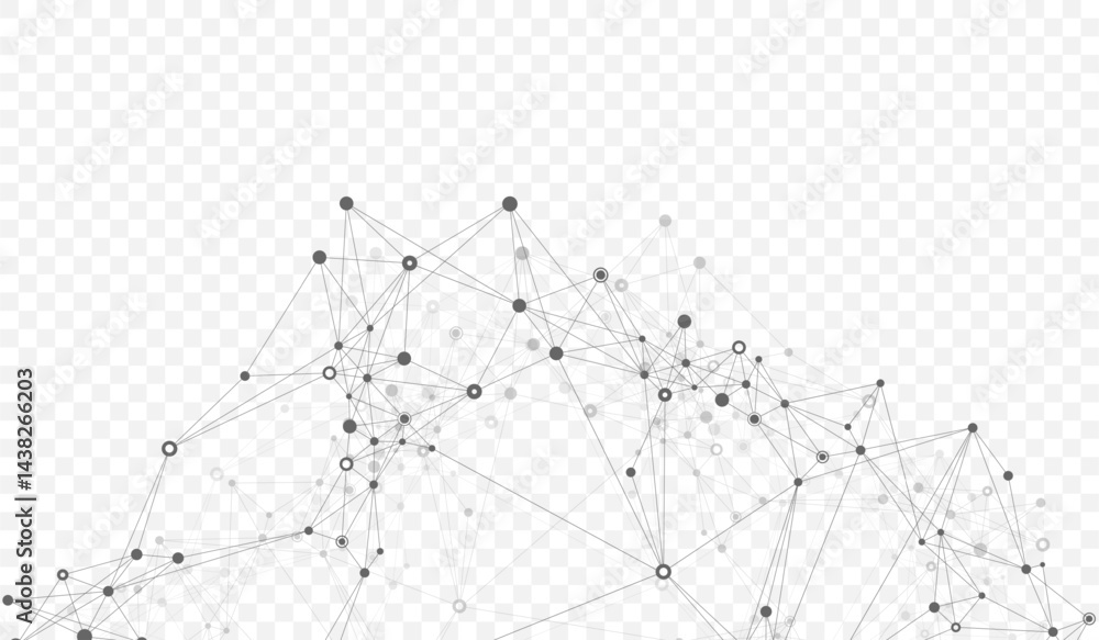 Leinwandbilder Abstract tech network connection dots. Digital technology and big data analysis background with plexus lines. Global network connection idea template. Geometric background with abstract mesh