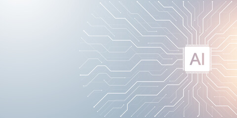 Technology abstract background with circuit board texture. Creative idea AI banner. Internet technology. Tech concept for poster, header, web banner, website, presentation.