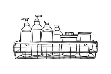 Shower caddy set line art