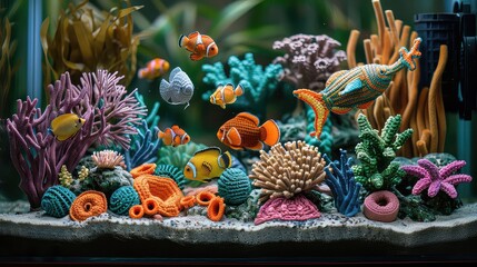 Colorful fish aquarium coral reef