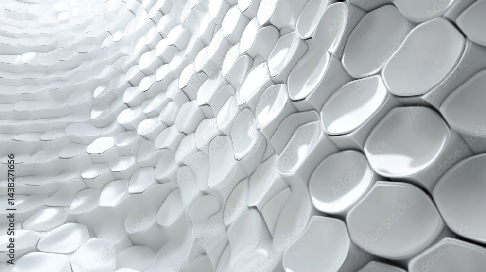 Poster abstract white geometric pattern: a 3d render of interlocking shapes