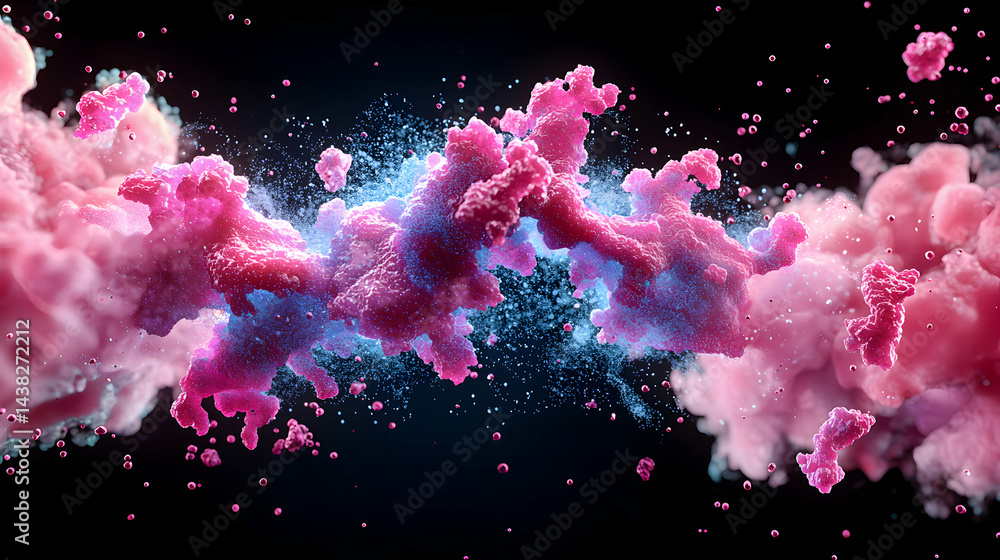 Poster abstract depiction of cellular structures. suitable for scientific visualizations or educational res