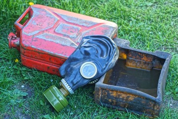 one old rubber black old protective with round glass eyepieces army with iron filter military gas...