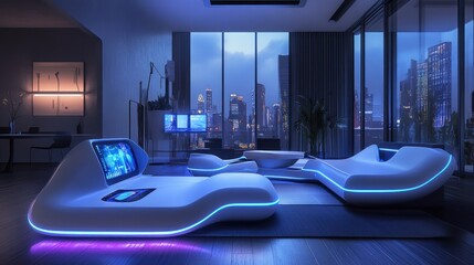 Futuristic living room with integrated technology