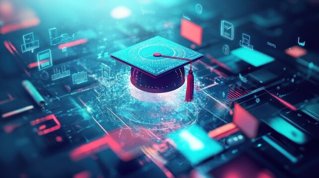 Digital graduation cap, tech-focused education