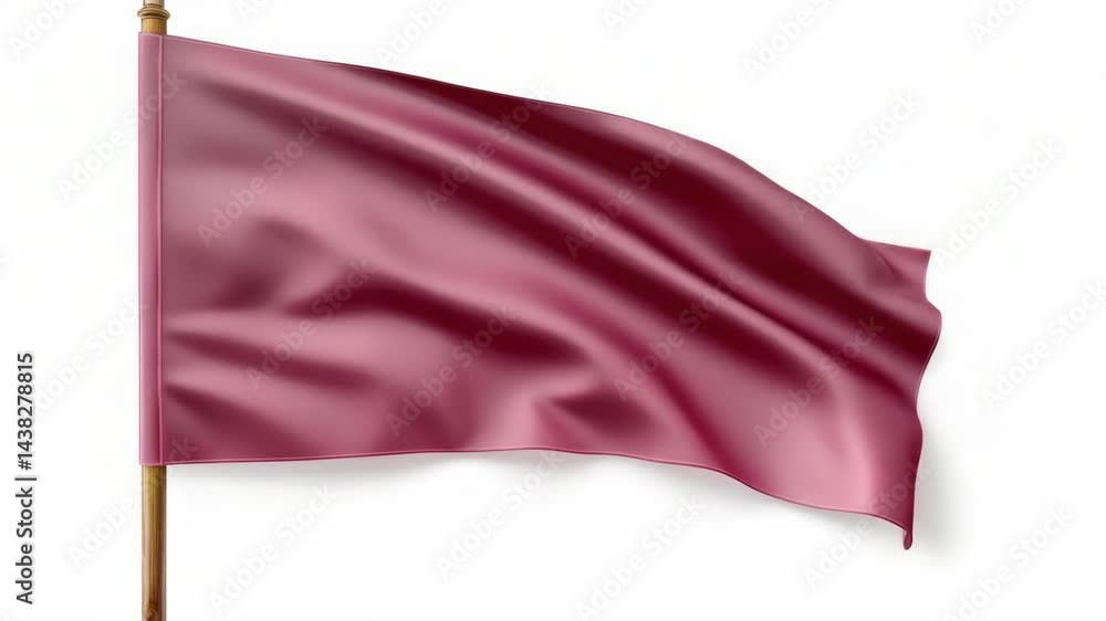 Poster a large pink flag is blowing in the wind. the flag is made of a soft, flowing material and is held u