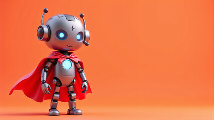 Adorable Robot Superhero with Cape