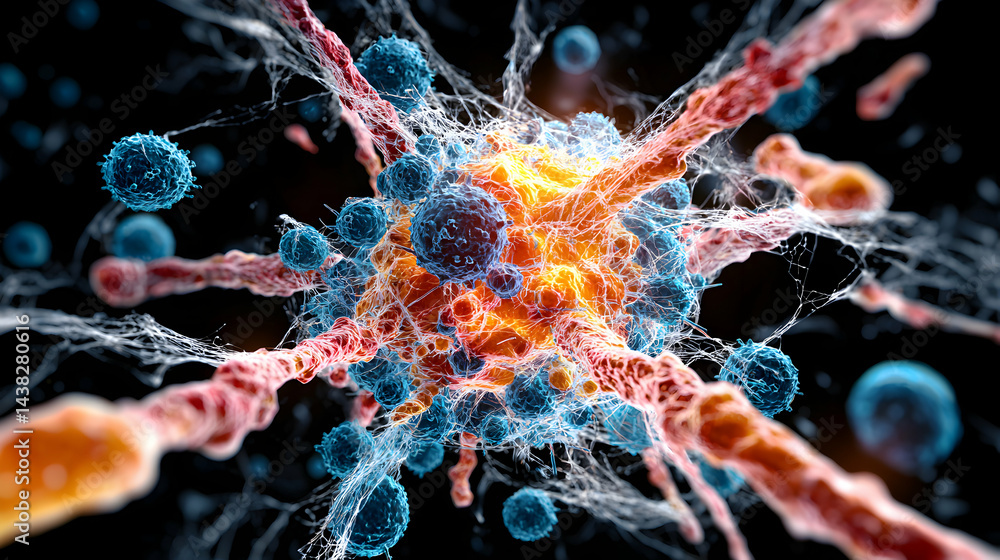 Aufkleber an artistic representation of cells and structures within a biological system. could be used in educ