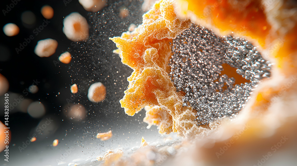 Poster microscopic view of intricate structures possibly biological or industrial. potential for use in sci