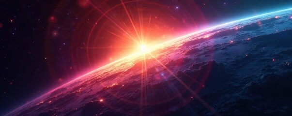 Obraz premium Brilliant comet approaches Earth, vibrant tail visible, cosmic, space, celestial body