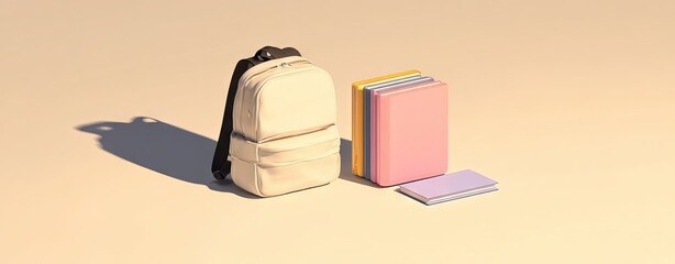 Cute Pastel Back-to-School Scene with Floating Supplies