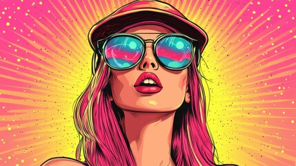 Pop art girl megaphone wow sale vector fun