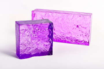 Glass blocks material for creating glass walls isolated on white background