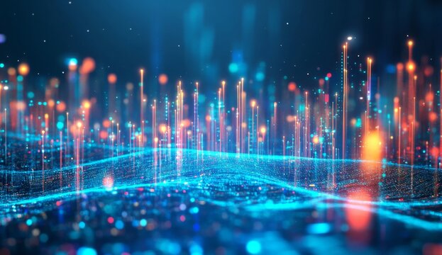 Abstract data visualization, network analysis, digital landscape