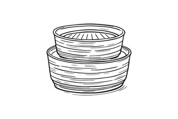 Steamer basket set line art