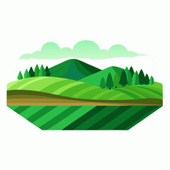 Landscape with green hills and blue sky