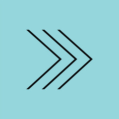 Triple Chevron Right Arrow Icon for Fast Forward Navigation and Direction