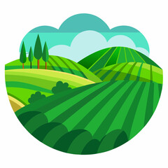 Obraz premium Landscape with green hills and blue sky