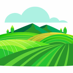 Fototapeta premium Landscape with green hills and blue sky