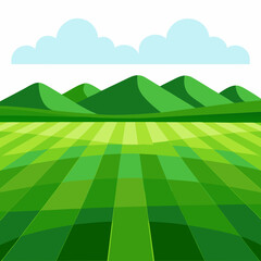 Obraz premium Landscape with green hills and blue sky