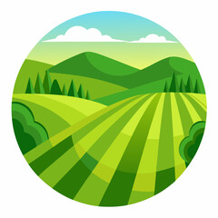 Obraz premium Landscape with green hills and blue sky