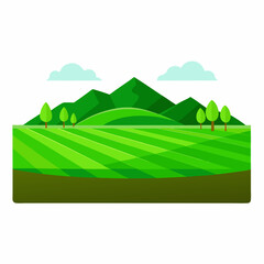 Obraz premium Landscape with green hills and blue sky