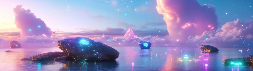 Fototapeta premium Mystical Floating Islands at Dawn