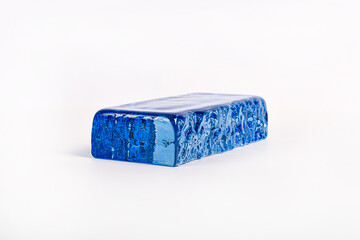 Glass blocks material for creating glass walls isolated on white background