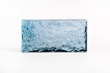 Glass blocks material for creating glass walls isolated on white background