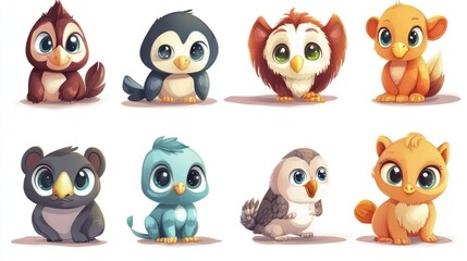 Adorable Baby Animals Cartoon Collection: Eight Cute Wildlife Creatures