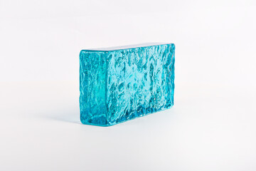 Glass blocks material for creating glass walls isolated on white background