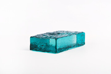 Glass blocks material for creating glass walls isolated on white background