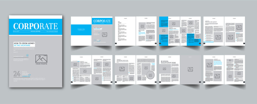 Corporate Magazine Template layout cover page with 16 page design concept Accents	
