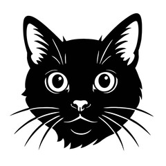 Obraz premium Black Cat Face Illustration - Head Portrait