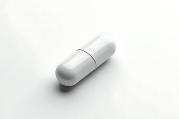 A white pill is sitting on a white background