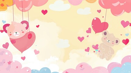Cartoon Animal Love Heart Children's Toy Background: A Whimsical World of Playful Affection