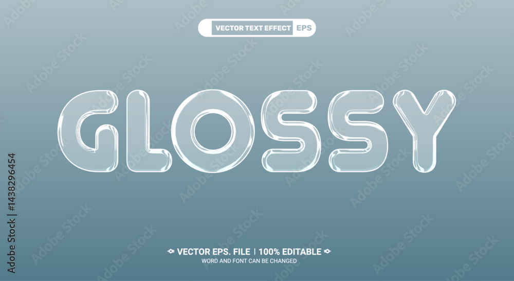 Poster glossy style 3d editable text effect template