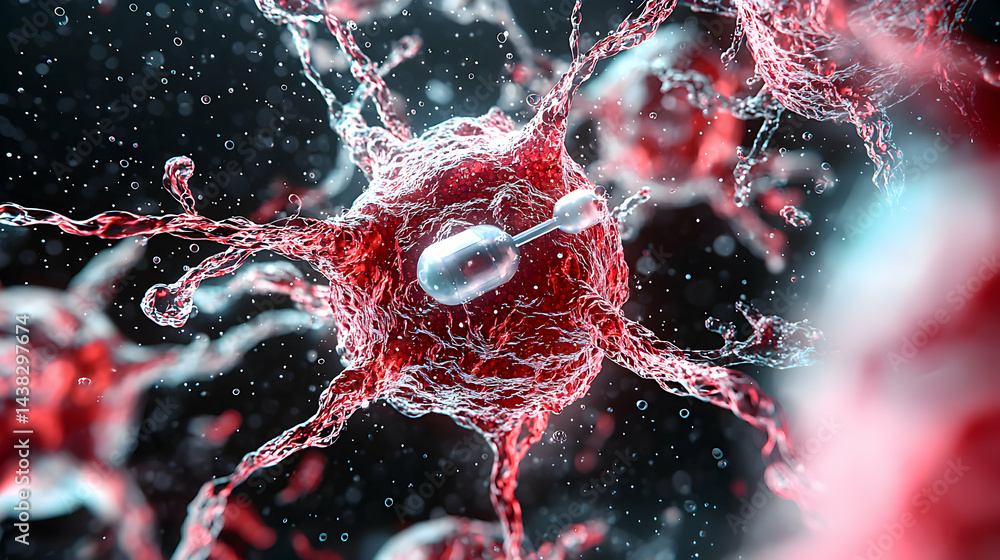 Aufkleber a vibrant macro view of biological structures resembling neurons and synaptic connections. its poten
