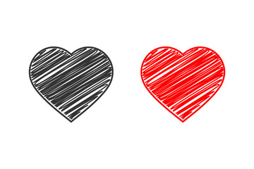 Hand-drawn illustration of a heart shape filled with scribbled lines. Perfect for Valentine's Day, love, and romantic themes