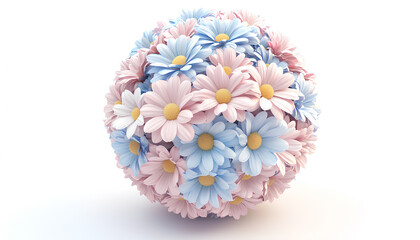 artistic floral display boasts an eye-catching combination of blue and coral, all set against a clean and uncluttered background