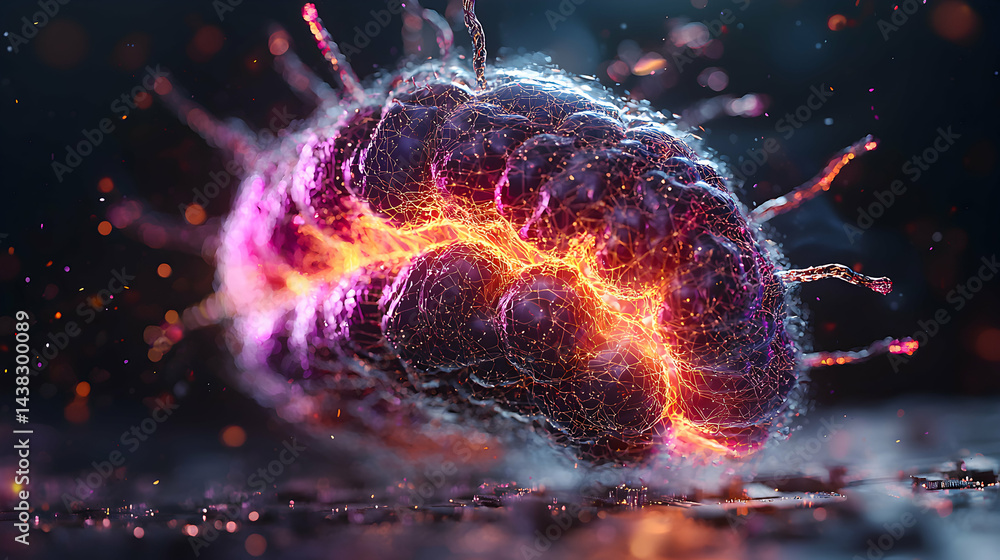 Aufkleber a vibrant abstract depiction of a digital brain. suggests ai neural networks or cognitive processes.