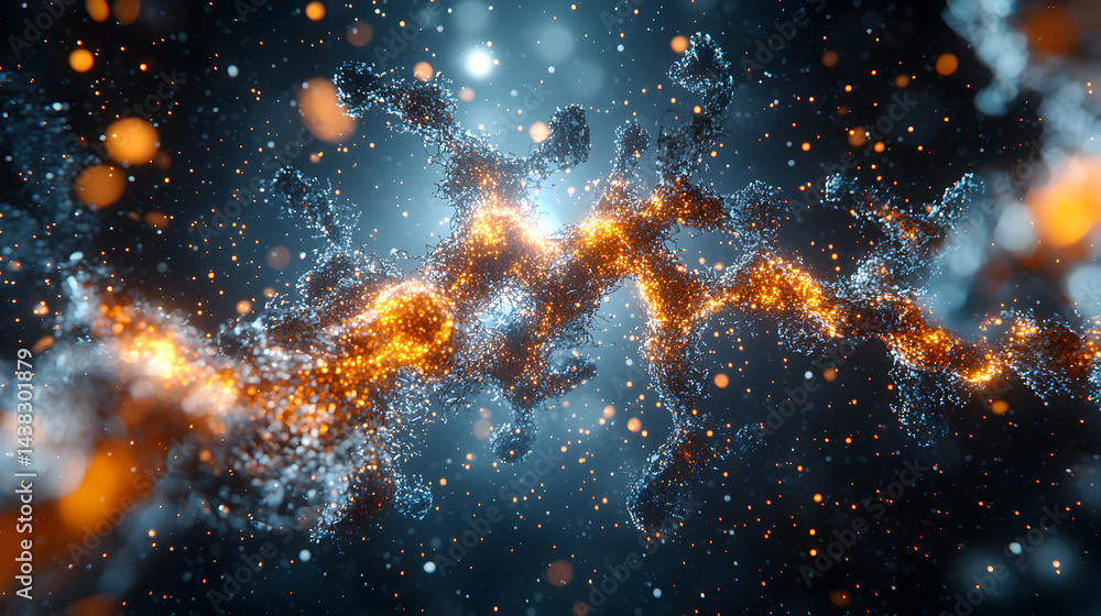 Poster an abstract visualization of a glowing structure. it could be a depiction of energy flow or the cosm